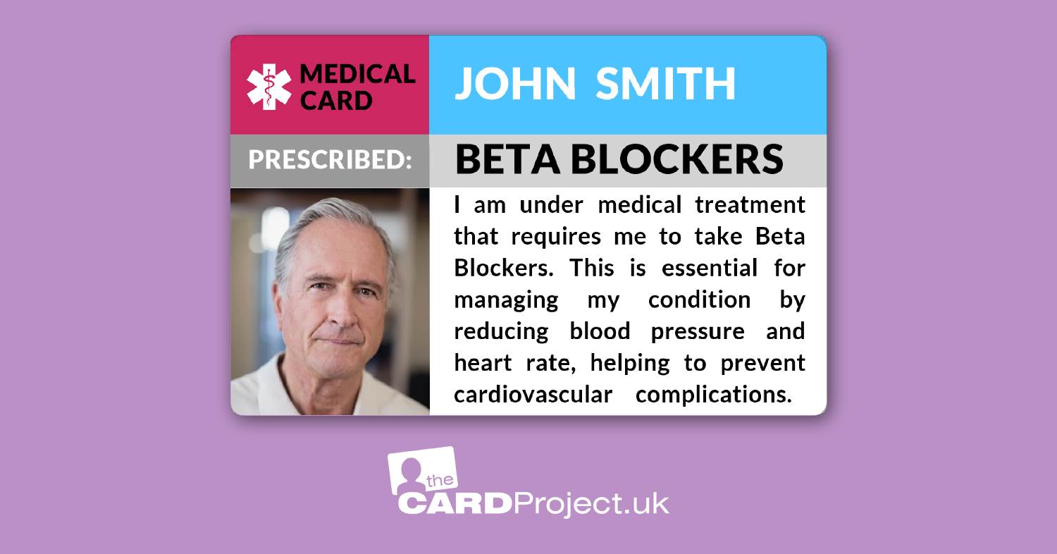 Beta Blockers Medicine Alert Photo ID Card
